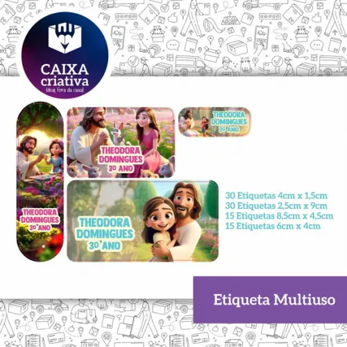 Kit Etiquetas Adesivas - Jesus Menina