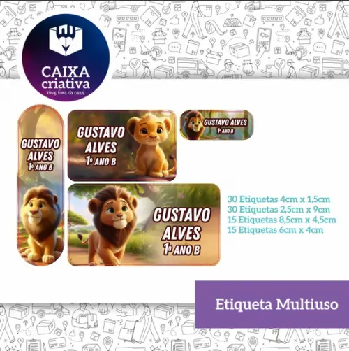 Kit Etiquetas Adesivas - Leãozinho