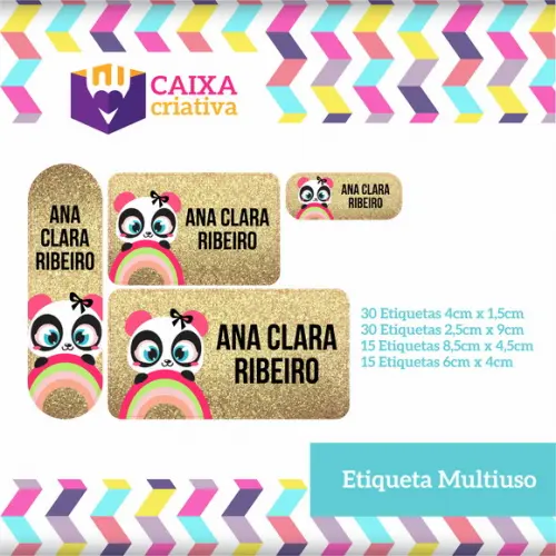 Kit Etiquetas Adesivas - Panda