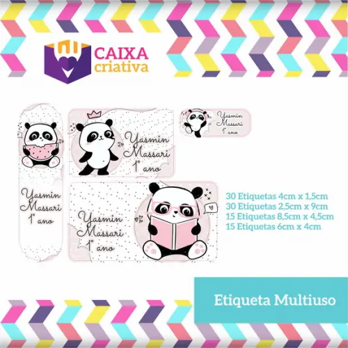 Kit Etiquetas Adesivas - Panda