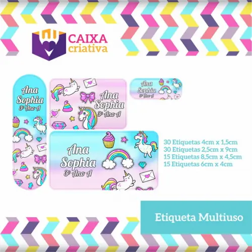 Kit Etiquetas Adesivas - Unicórnio