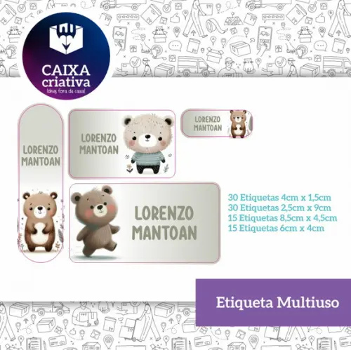 Kit Etiquetas Adesivas - Ursinho Fofo