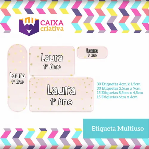 Kit Etiquetas Escolares - Dots Dourado