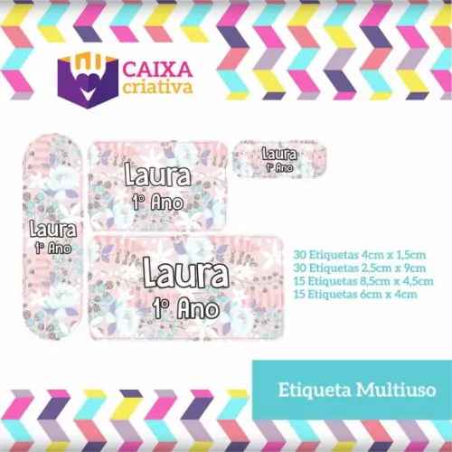 Kit Etiquetas Escolares - Flores Candy Colors