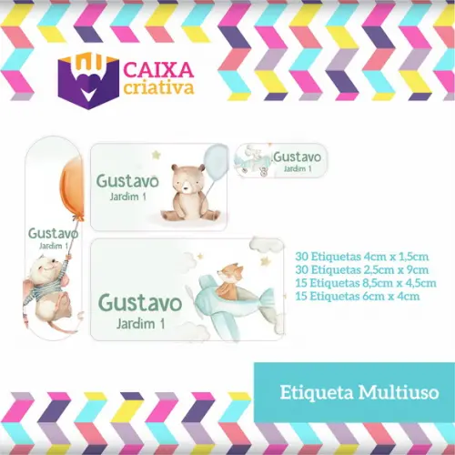 Kit Etiquetas Escolares - Ursos voando
