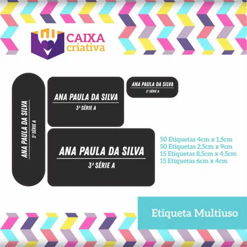 Kit Etiquetas Escolares Neutras Pretas