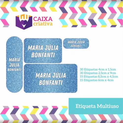 Kit Etiquetas Escolares Glitter Azul