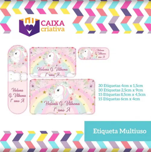 Kit Etiquetas Unicórnio Rosa