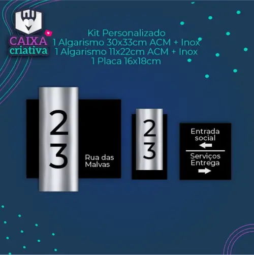 Kit Personalizado 2 Algarismos + 1 Placa de Identificação
