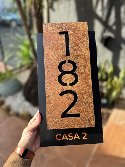 Número para Casa Acm com Acm Corten - 3 Dígitos 20x40