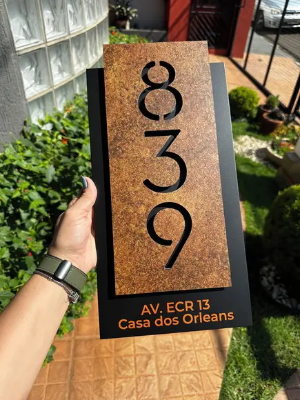 Número para Casa Acm com Acm Corten - 3 Dígitos 20x40