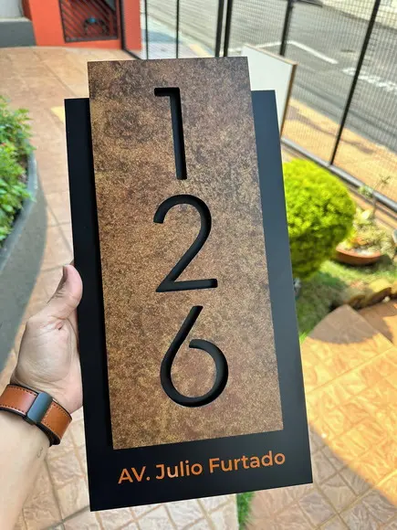 Número para Casa Acm com Acm Corten - 3 Dígitos 20x40