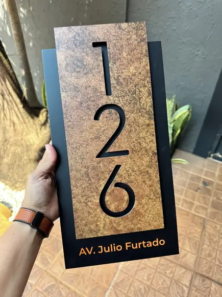 Número para Casa Acm com Acm Corten - 3 Dígitos 20x40
