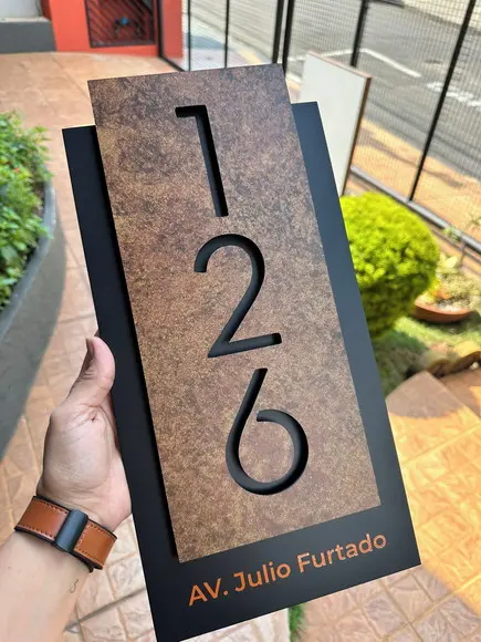 Número para Casa Acm com Acm Corten - 3 Dígitos 20x40
