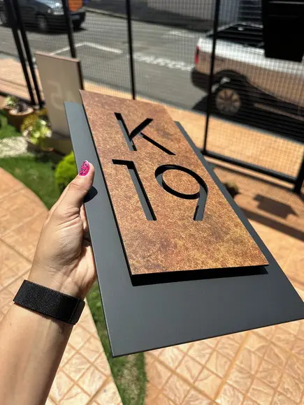 Número para Casa Acm com Acm Corten - 3 Dígitos 20x40