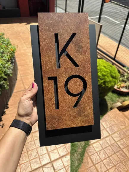 Número para Casa Acm com Acm Corten - 3 Dígitos 20x40