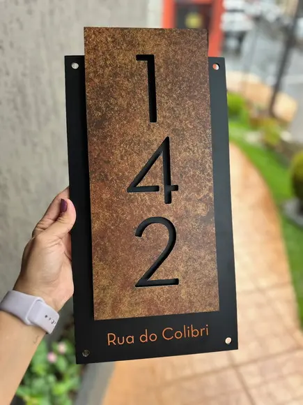 Número para Casa Acm com Acm Corten - 3 Dígitos 20x40