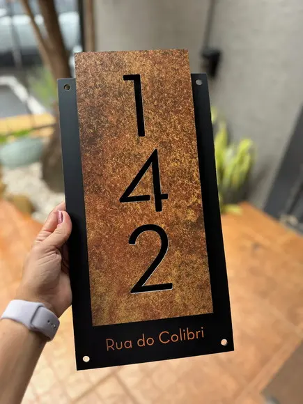 Número para Casa Acm com Acm Corten - 3 Dígitos 20x40