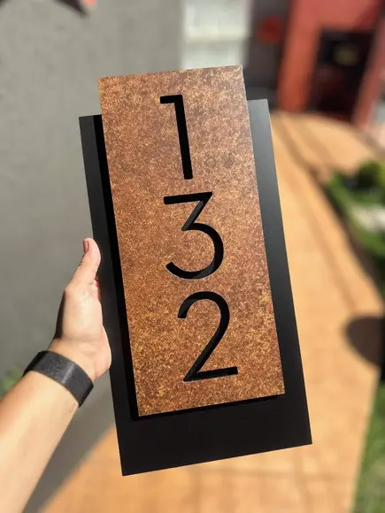 Número para Casa Acm com Acm Corten - 3 Dígitos 20x40
