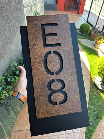 Número para Casa Acm com Acm Corten - 3 Dígitos 25x50