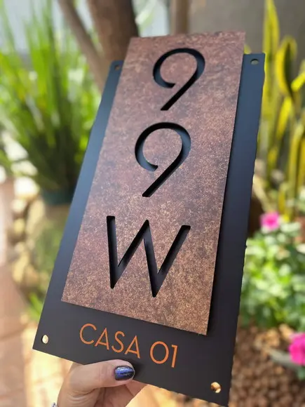 Número para Casa Acm com Acm Corten - 3 Dígitos 20x40