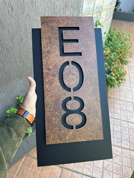 Número para Casa Acm com Acm Corten - 3 Dígitos 25x50