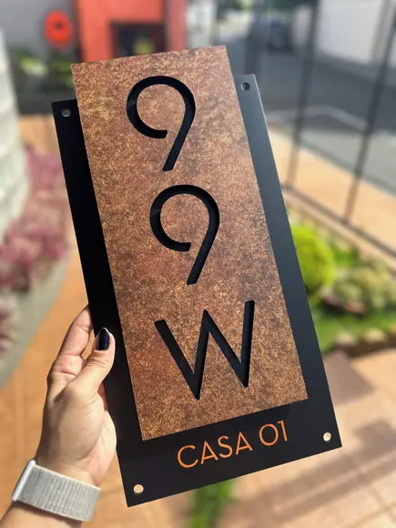 Número para Casa Acm com Acm Corten - 3 Dígitos 20x40