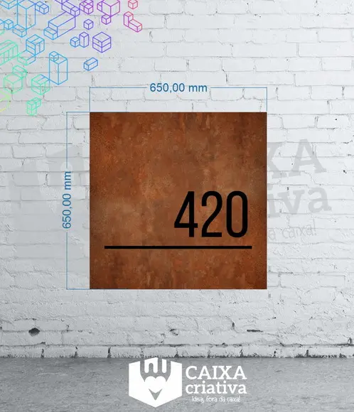 Placa Algarismo Acm com Sobreposição em Pvc 65cm x 65cm