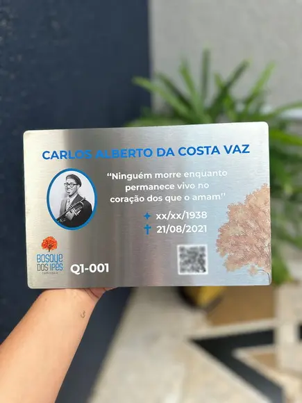 Placa Cemitério - Memorial em Inox com Impressão Uv - 20x15