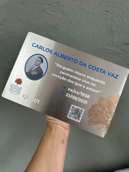Placa Cemitério - Memorial em Inox com Impressão Uv - 20x15