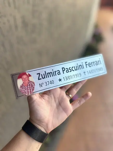 Placa Cemitério - Memorial em Inox com Impressão Uv - 5,3x23
