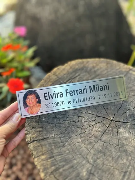 Placa Cemitério - Memorial em Inox com Impressão Uv - 5,3x23