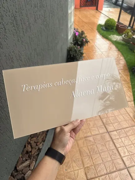 Placa Comércio Acrilico Adesivo Frontal 40x20 Impressão Uv