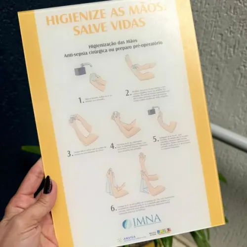 Placa Como Higienizar as Mãos Acrilica - 30x20