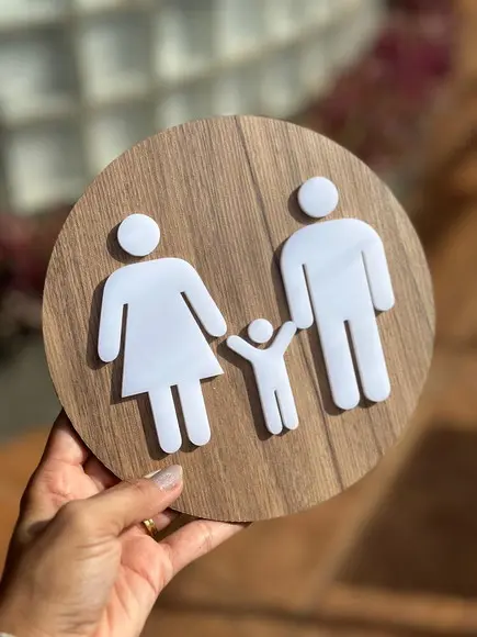 Placa de Banheiro- Modelo Calcita mdf Personalizado 20x20cm