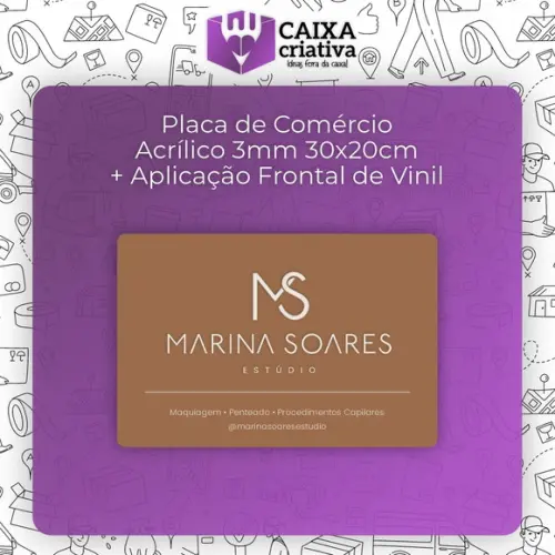 Placa de Comércio Acrílico - Aplicação Adesivo Frontal 30x20