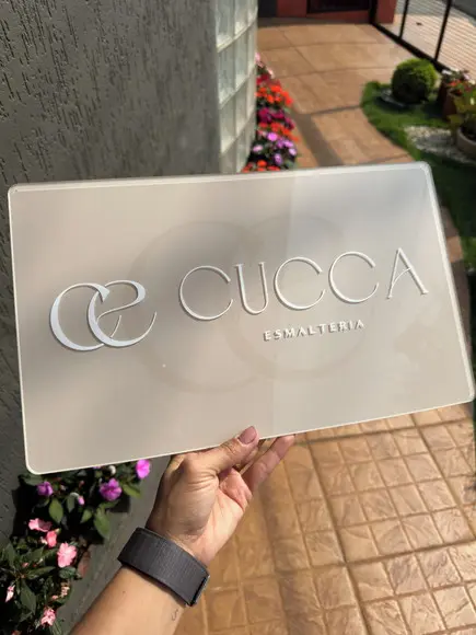 Placa de Comércio Acrílico - Aplicação Adesivo Frontal 40x24