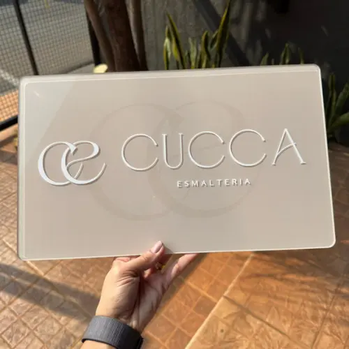 Placa de Comércio Acrílico - Aplicação Adesivo Frontal 40x24