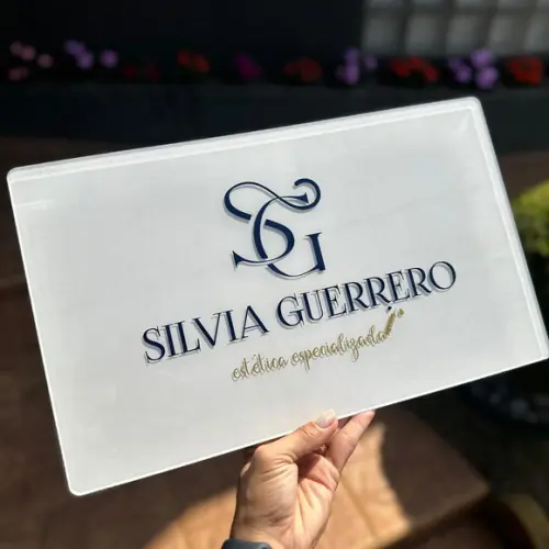 Placa de Comércio Acrílico - Aplicação Adesivo Frontal 40x24