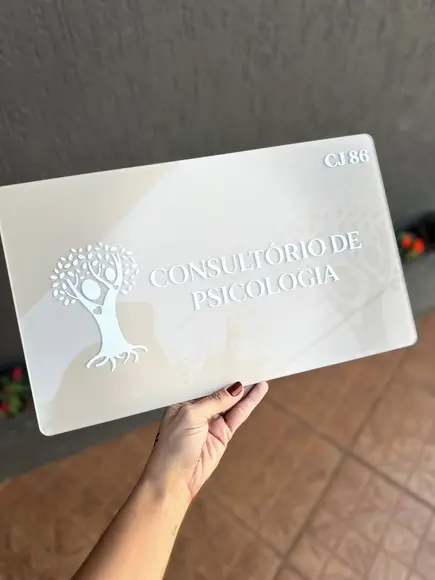 Placa de Comércio Acrílico - Aplicação Adesivo Frontal 40x24