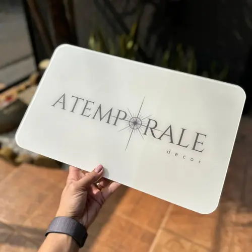 Placa de Comércio Acrilico - Efeito Cristal 40x24
