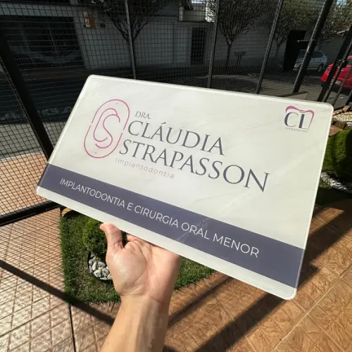 Placa de Comércio Acrilico - Efeito Cristal 40x24