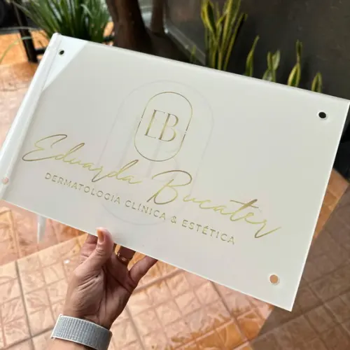 Placa de Comércio Acrilico - Efeito Cristal 40x24