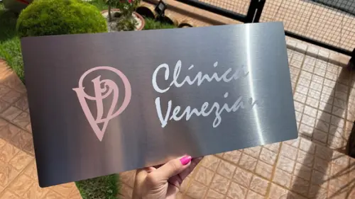 Placa de Comércio Inox - Frente 40x20