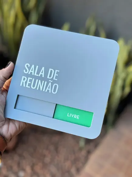 Placa de Id. de Sala - Reunião Flag Livre Ocupado 16x16