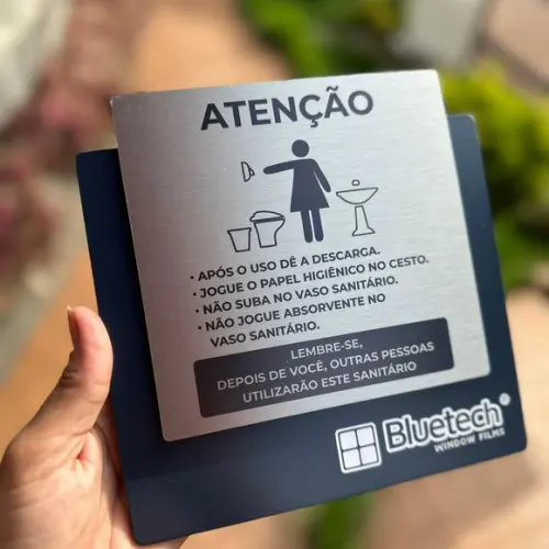 Placa de Identificação Banheiro - Ágata Inox
