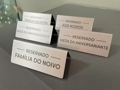 Placa de Identificação de Mesa - Inox 15x6