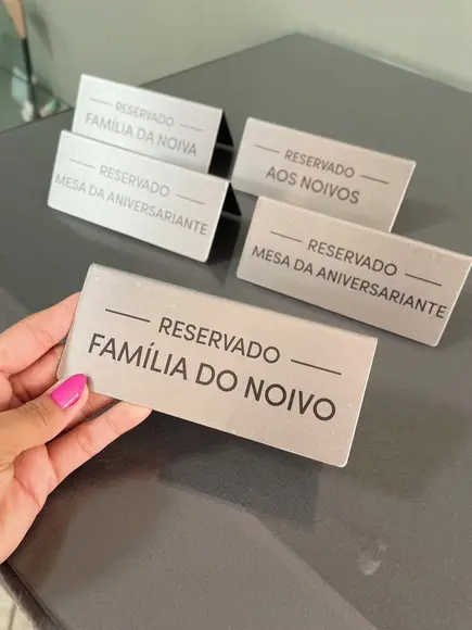Placa de Identificação de Mesa - Inox 15x6