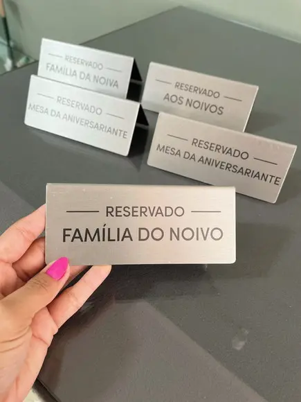 Placa de Identificação de Mesa - Inox 15x6