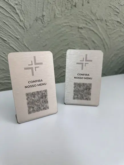 Placa de Identificação de Mesa - Inox 9,5x6cm